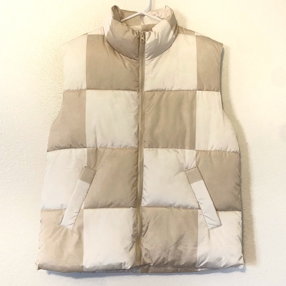 Wild Fable Puffer Vest Sleeveless Checkerboard Print Size Small - Picture 3 of 8